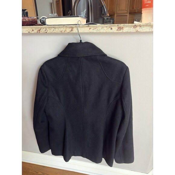 Vintage Guess Womens  SZ LG Pea Coat Double Breasted Black Wool Blend Jacket - Picture 4 of 14